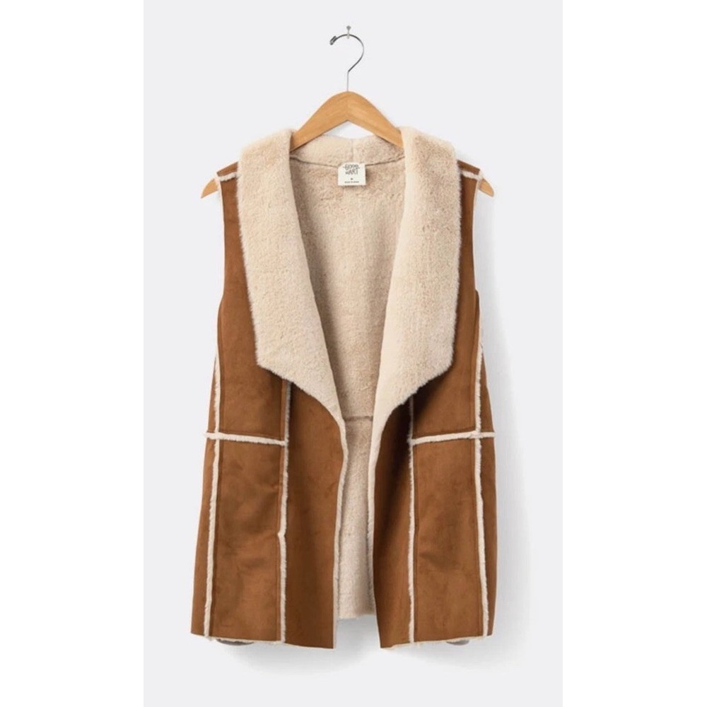 Matilda Jane Good Hart GH Greenville Faux Suede‎ Drape Front Vest Size Medium